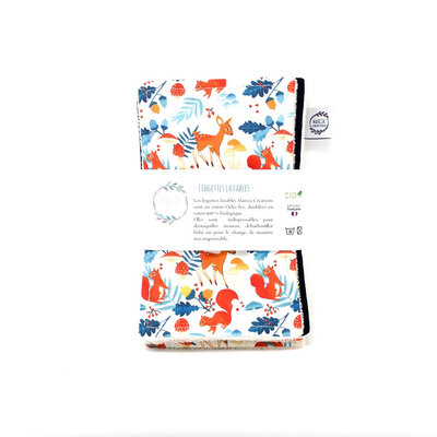 6 lingettes lavables maxi MARCEL en coton bio