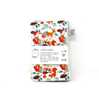6 lingettes lavables maxi LEON en coton bio