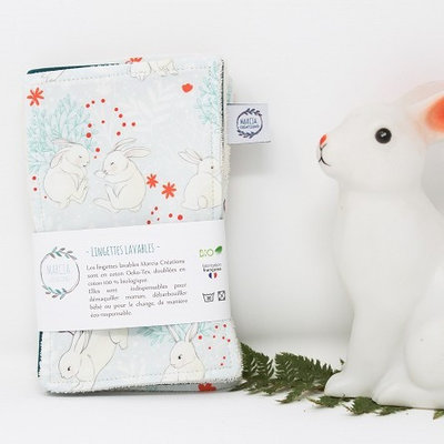 6 lingettes lavables maxi JEAN en coton bio