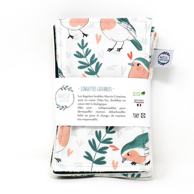 6 lingettes lavables maxi LEA en coton bio