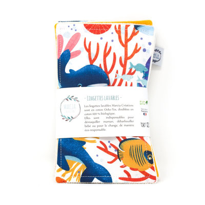 6 lingettes lavables maxi ALEXANDRE en coton bio