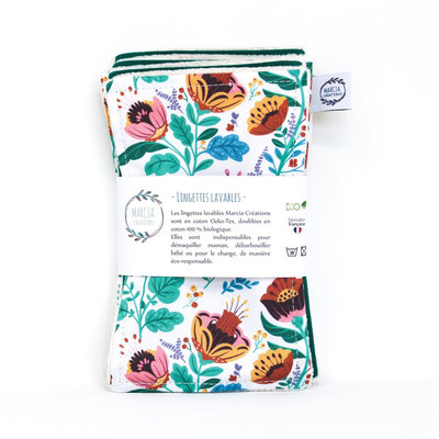 6 lingettes lavables maxi NINA en coton bio